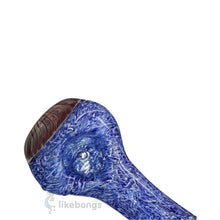 Thick Glass Pipe Spoon Chrysanthemum Blue Puff Labs 5 | photo 3