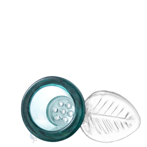 Glass Bowl with Built-In Screen and Leaflet Handle Turquoise Male Joint 18.8 mm | photo 2