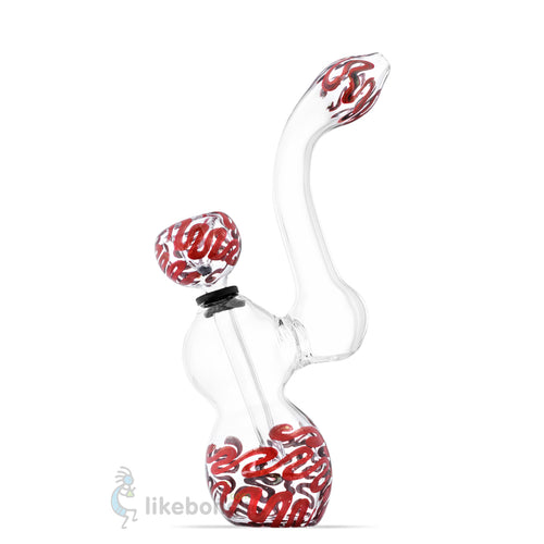 Glass Small Bubbler with Downstem Red Puff Labs 6.5 | photo 1