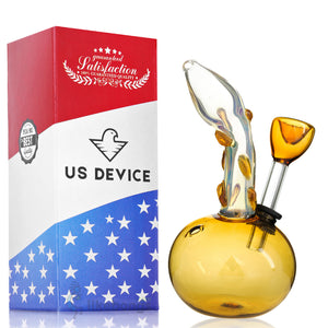 Round Small Glass Bubble Pipe with Downstem Gold US DEVICE 5.5 | photo 3
