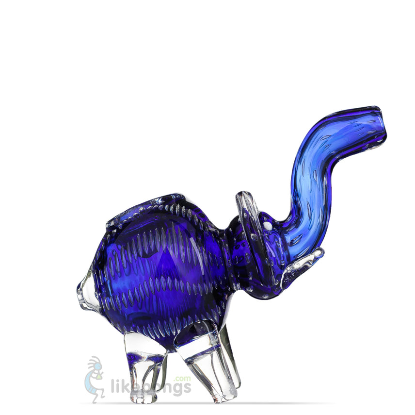Glass Elephant Bubbler Smoking Pipe with Downstem Dark Blue EPIC 5