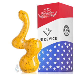Thick Bent Neck Bubbler Glass Yellow Puff Labs 6.3 | photo 3